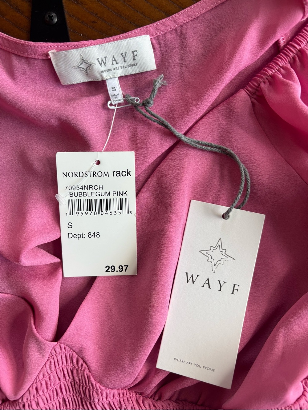 Wayf Bubblegum Pink Smocked Peplum Blouse - Picture 7 of 7